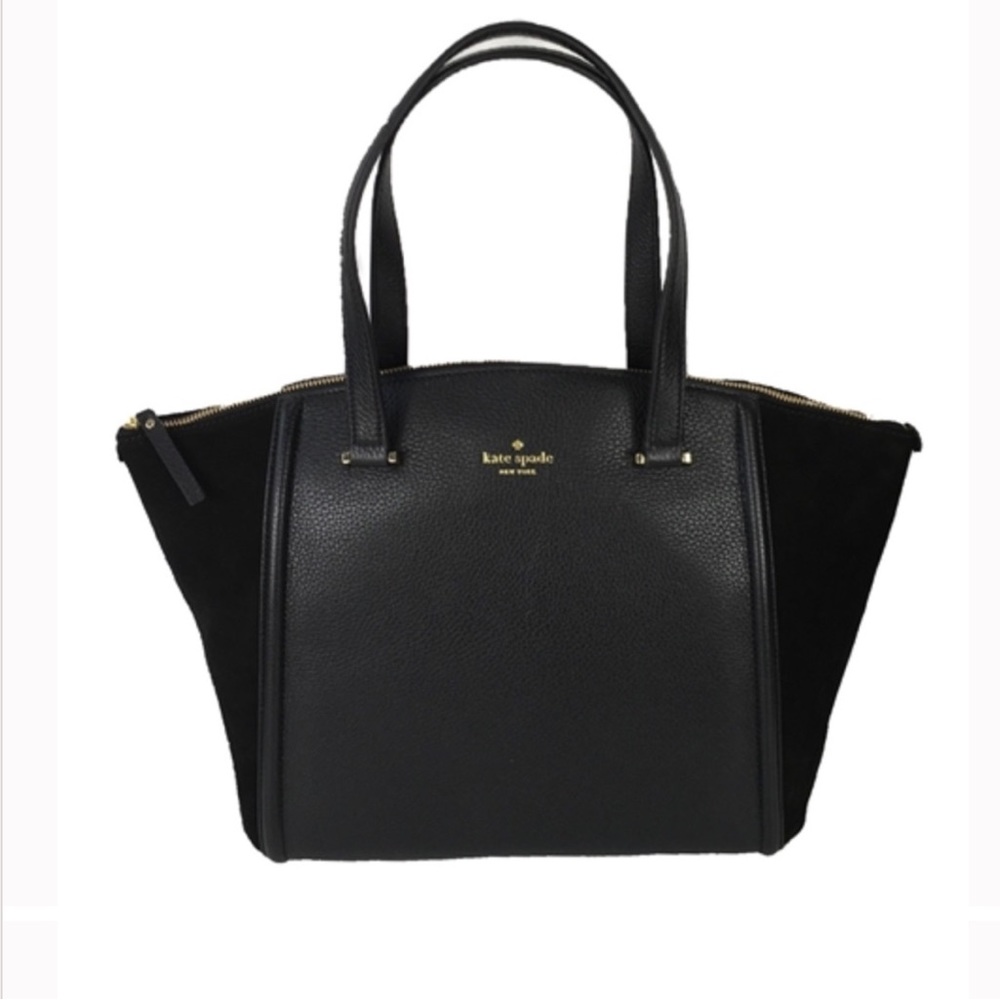 The Kate Spade Lewis Drive Alanie Tote in Black leather and suede